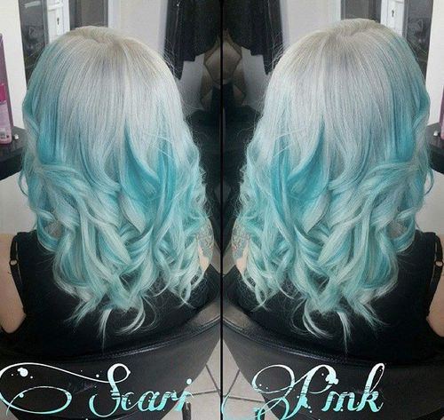 silver to turquoise blue ombre