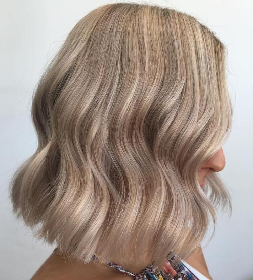 Ash Blonde Lob With Lowlights