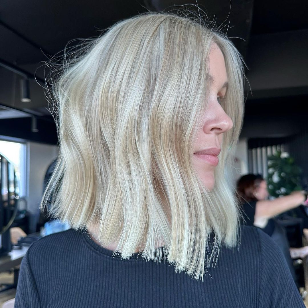 Blunt Cut Angled Bob for Blondes