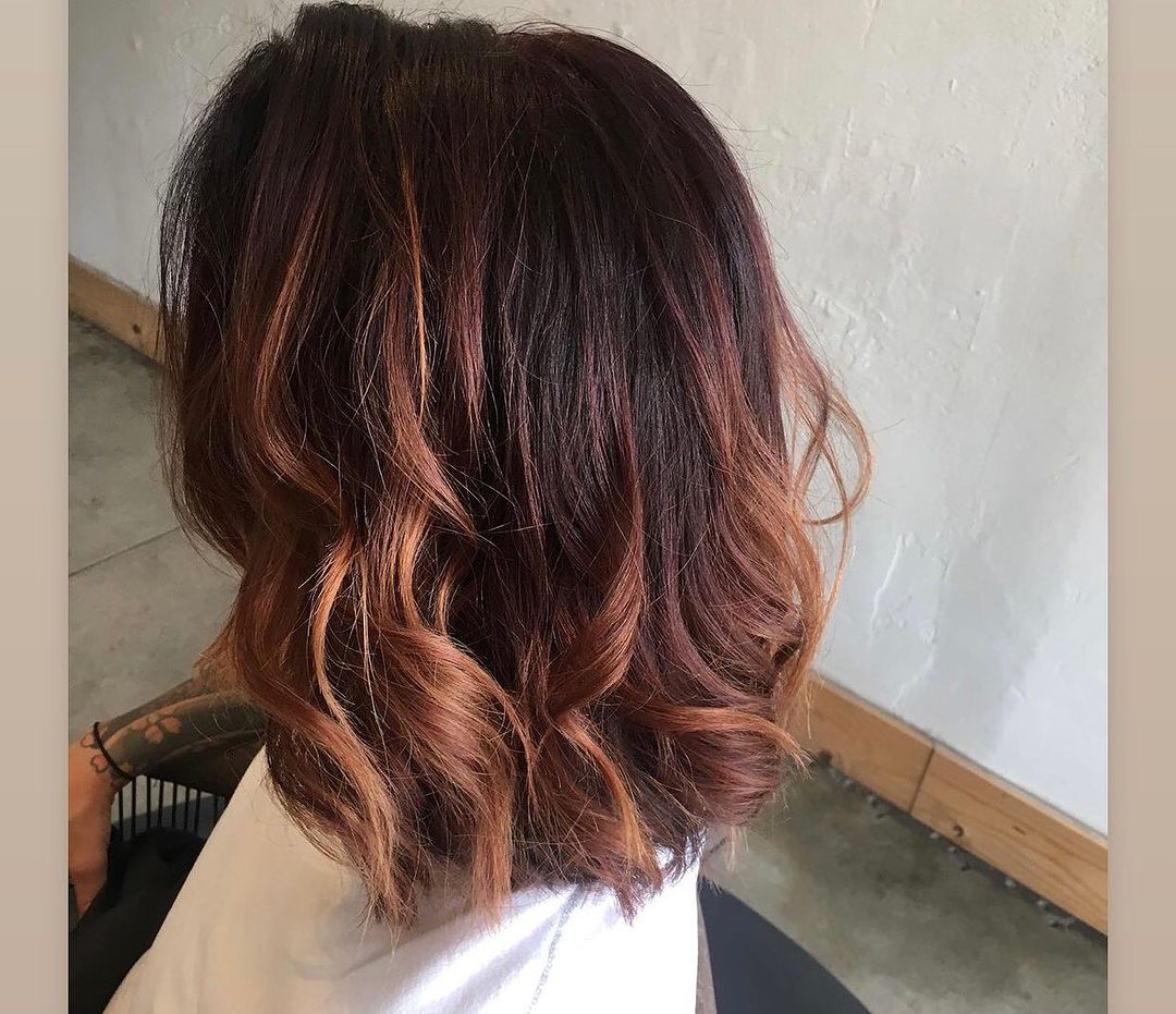 Bob Cut on Brown Hair with Mahogany Highlights