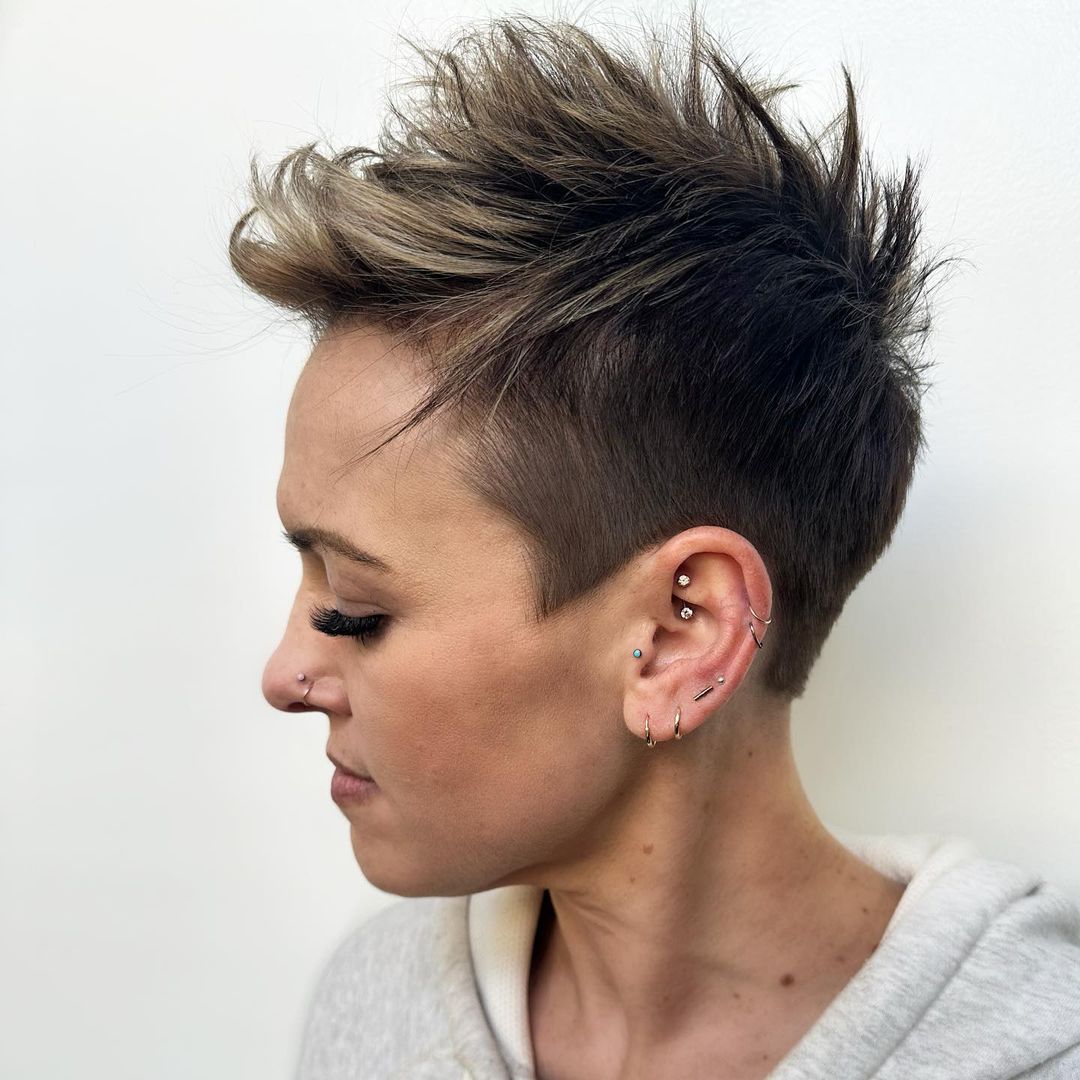 Bold Spiky Pixie with Blonde Highlights