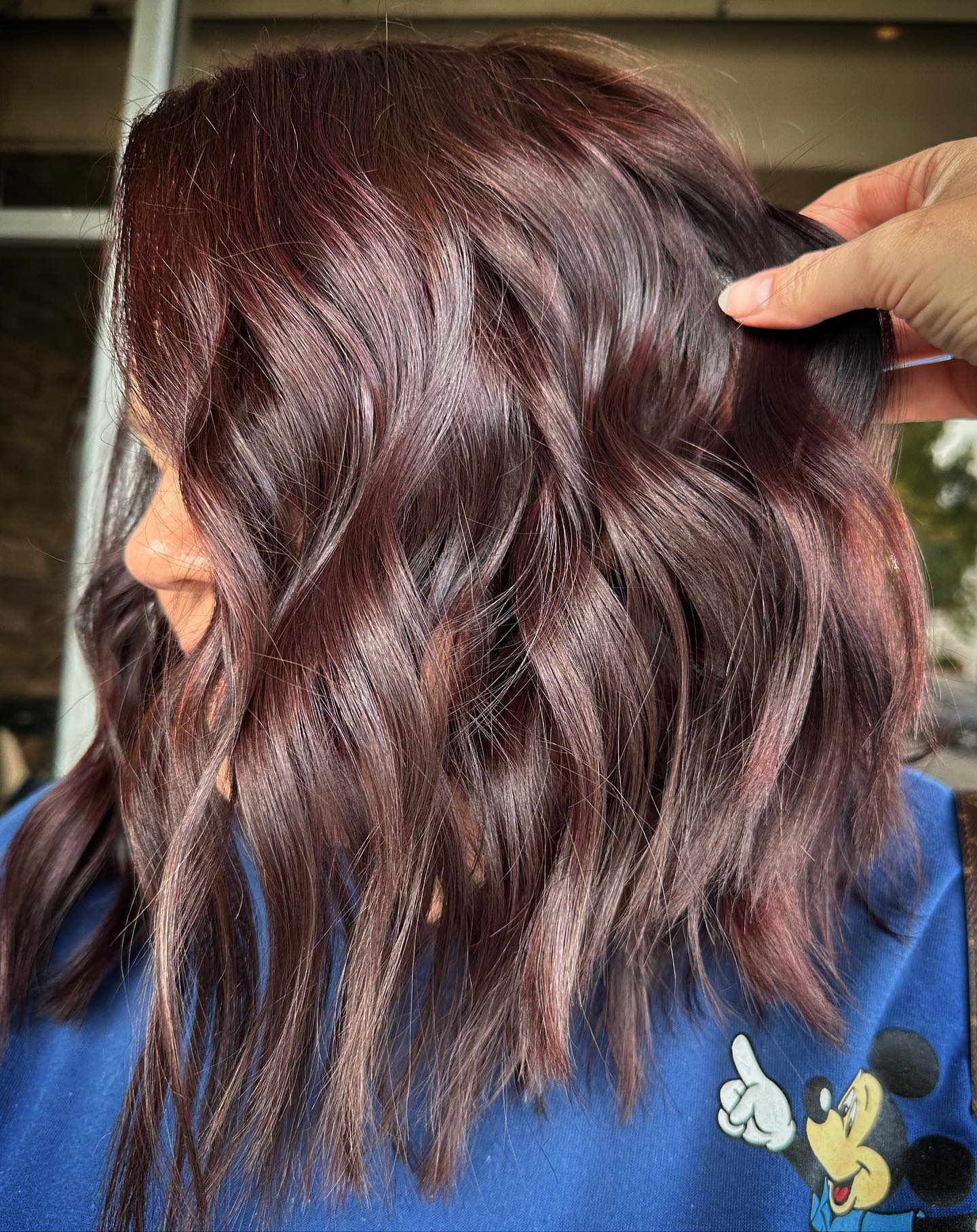 Chocolate Cherry Hair Color on Bob Cut