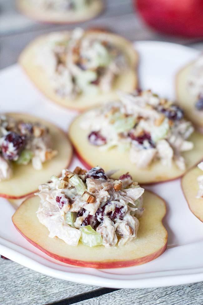 Cranberry Chicken Salad on Apple Slices