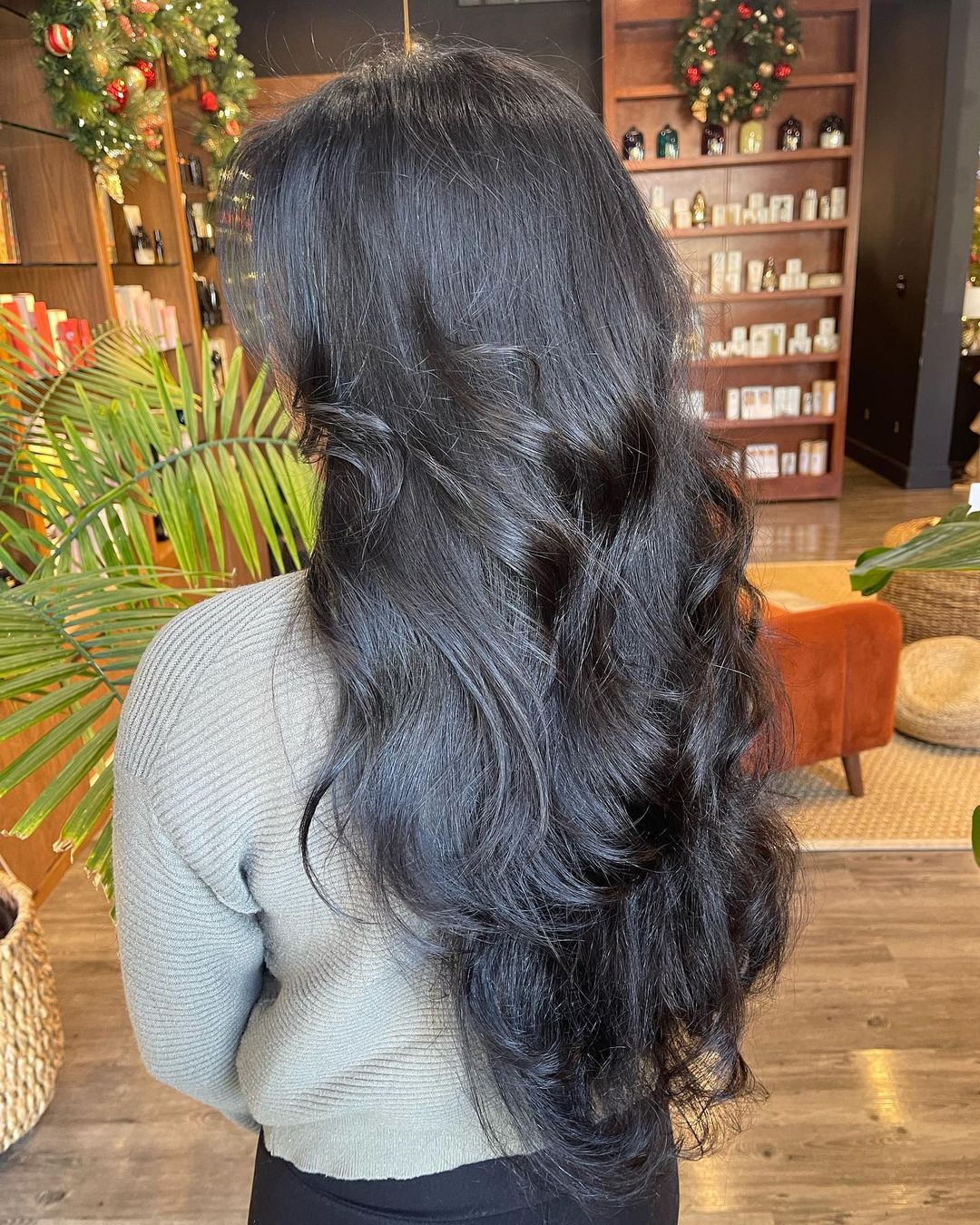 Dark Brown V Shape Wavy Hair