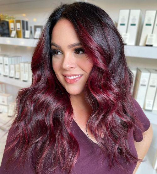 Deep Red with Burgundy Highlights