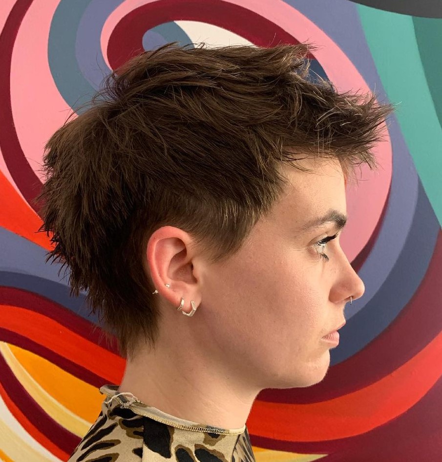 Feathered Pixie Cut for Round Face Shape