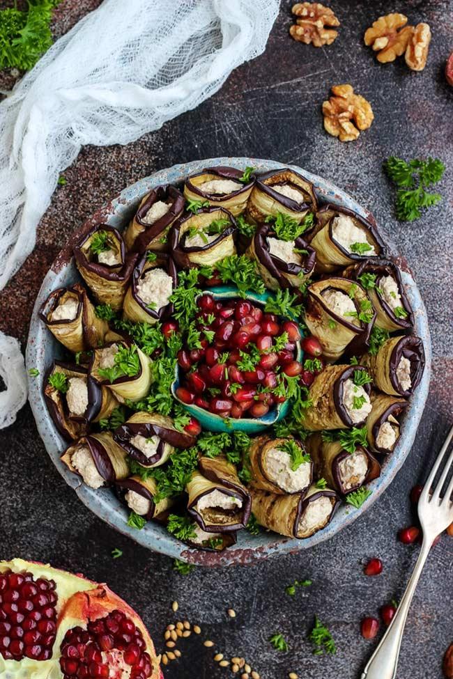 Georgian Eggplant Rolls with Walnuts