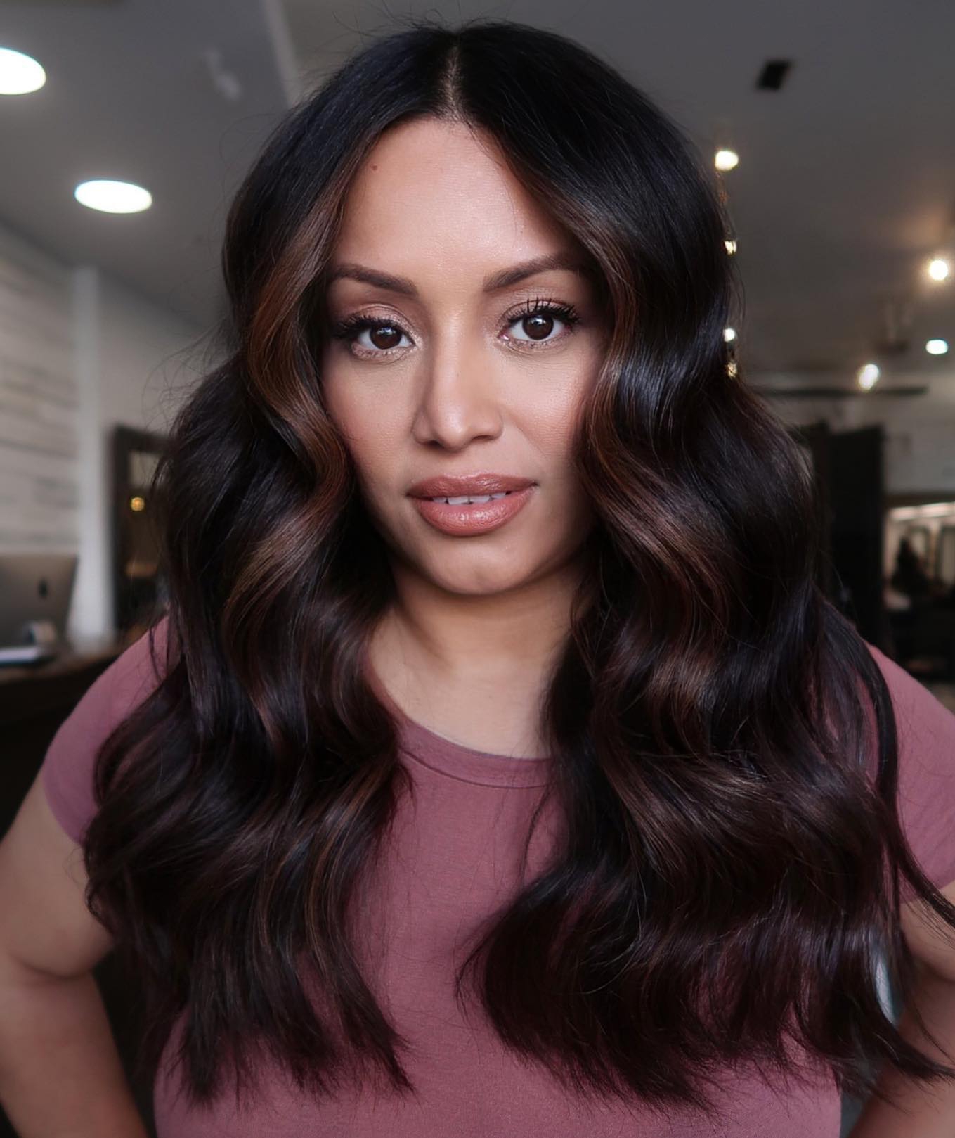 Long Chocolate Brown Hair with Mahogany Highlights