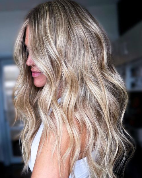 Long Golden Bronde Balayage Hair