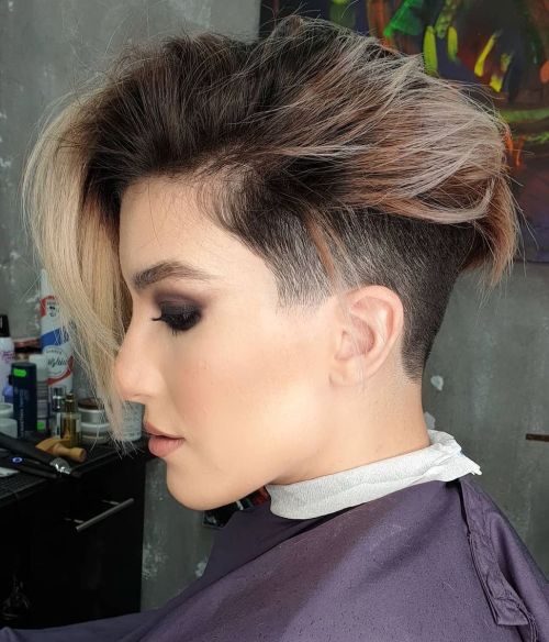 Long Undercut Pixie with Blonde Tips