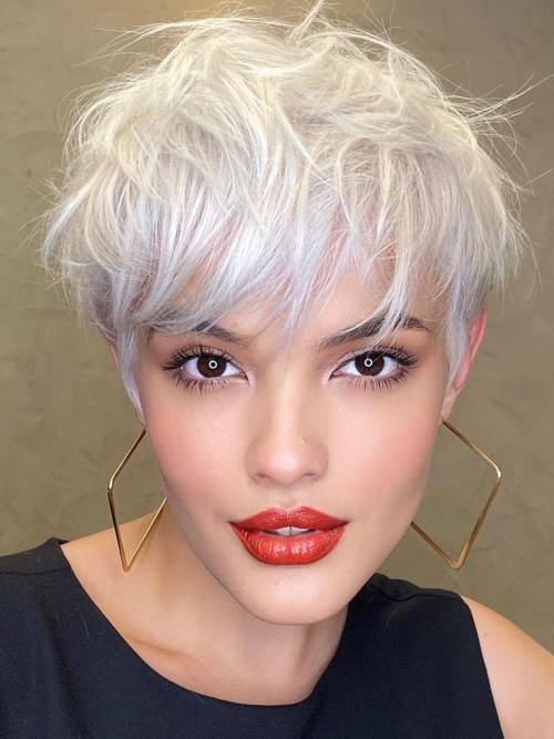 Messy White Blonde Pixie for Fine Hair