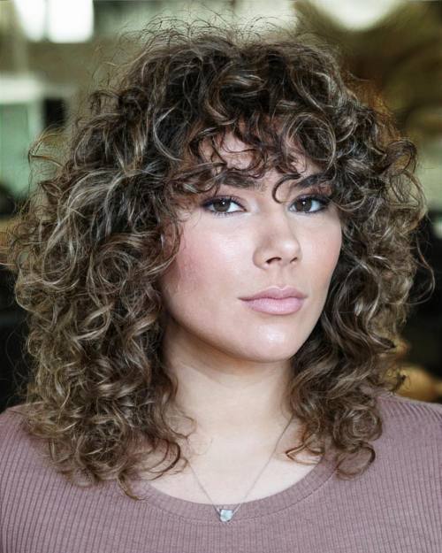 Mushroom Brown Curly Midi Shag