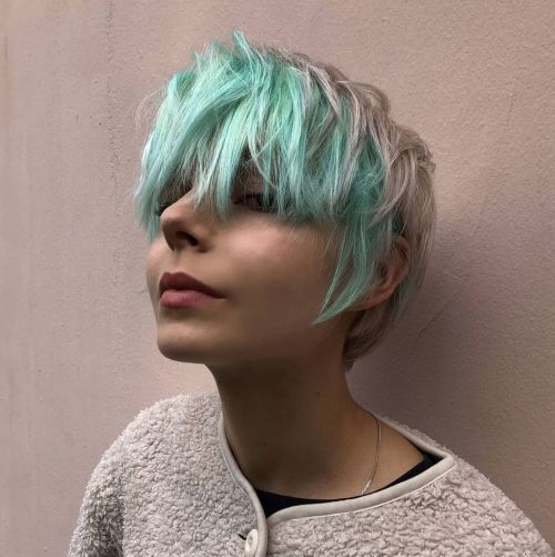 Razored Half White Half Mint Pixie