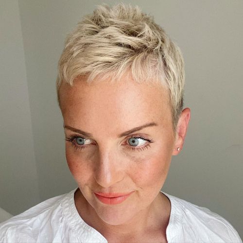 Short Blonde Pixie with Root Shadow