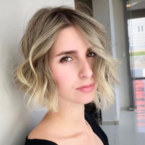 Short Wavy Dirty Blonde Bob