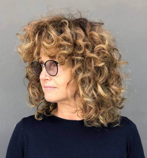 Shoulder Length Bronde Curly Shag