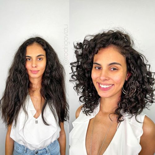 Shoulder Length Comb Over Curly Hairstyle