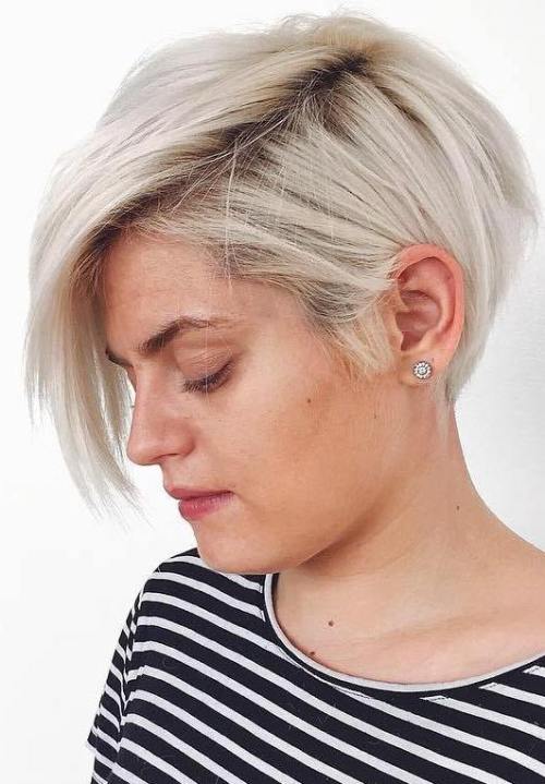 Side Parted Blonde Pixie Bob