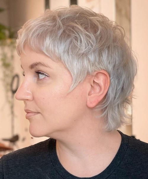 Silver Blonde Pixie Mullet