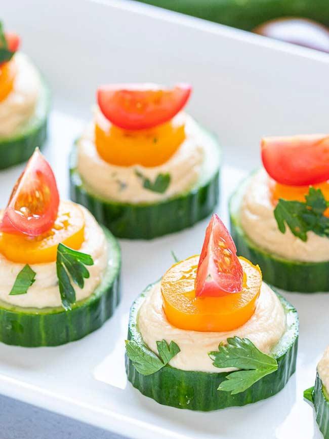 Vegan Cucumber Hummus Bites