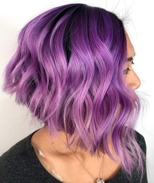 Asymmetric Violet Lavender Bob