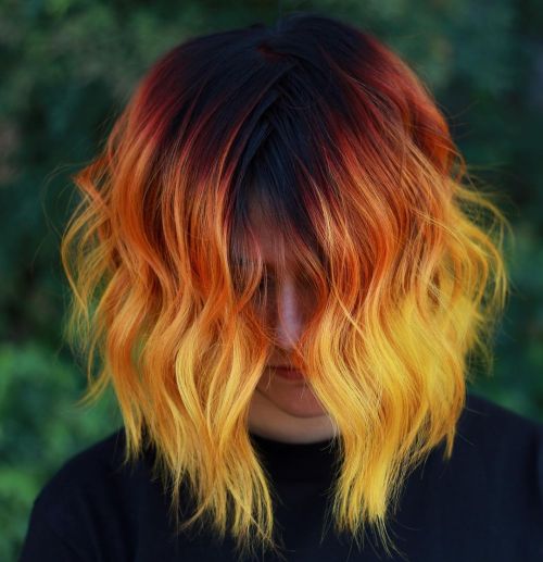 Black Orange Yellow Hair