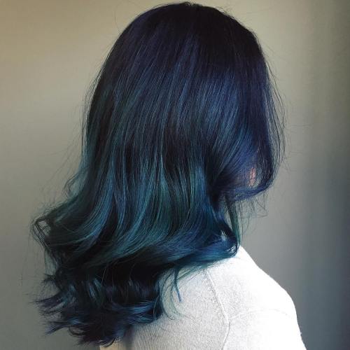 Black To Teal Ombre Hair