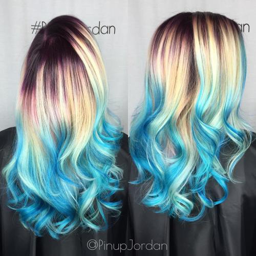 Blonde Hair With Blue Balayage