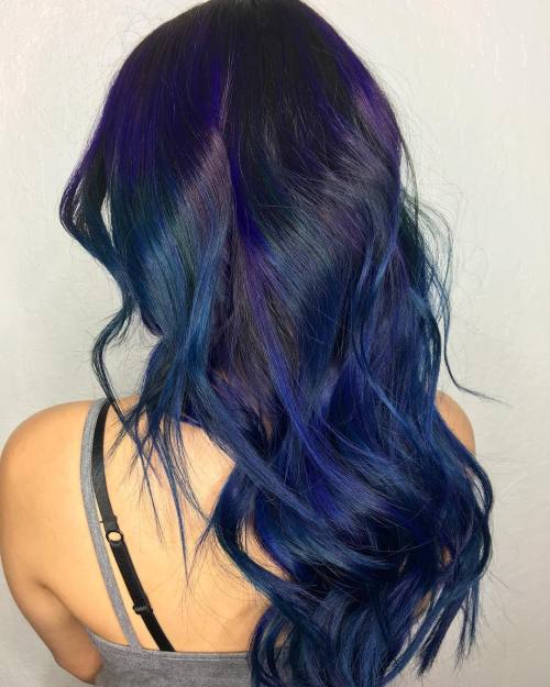 Blue And Purple Highlights For Black Hair