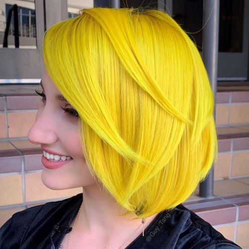 Bright Yellow Layered Bob