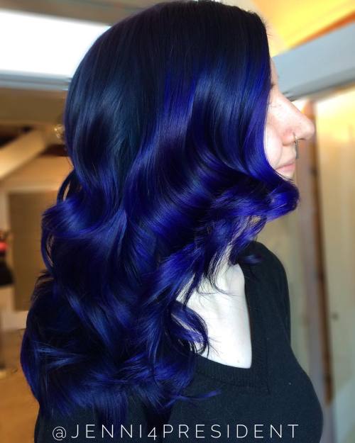 Dark Blue Balayage For Black Hair