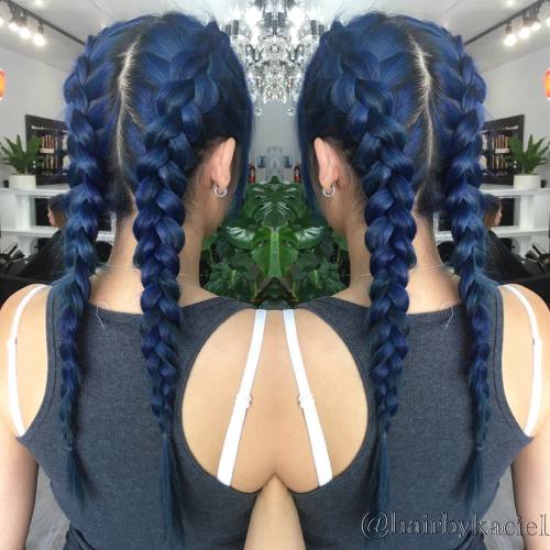 Dark Blue Pigtails