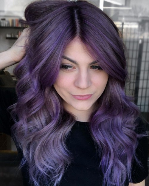 Dark Brown Hair with Lavender Balayage