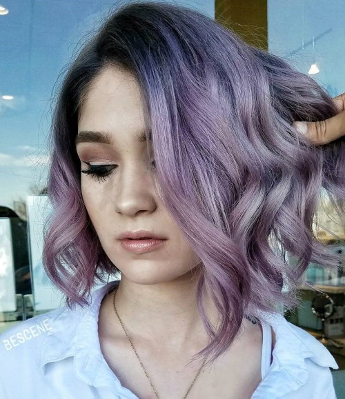 Dusty Lavender Balayage on Brown Hair