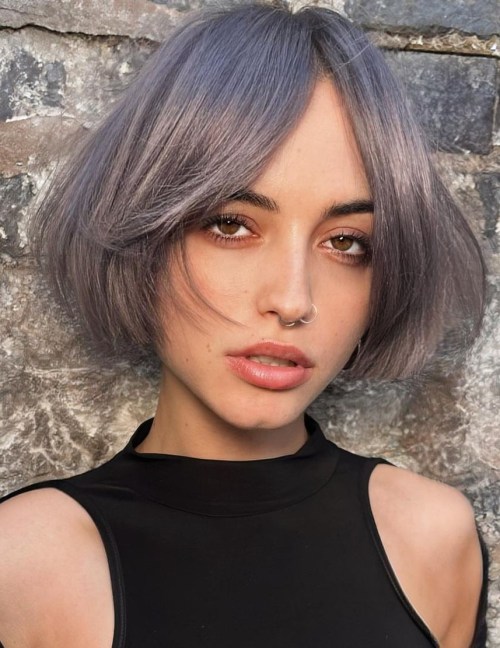 French Bob Dyed Metallic Silver