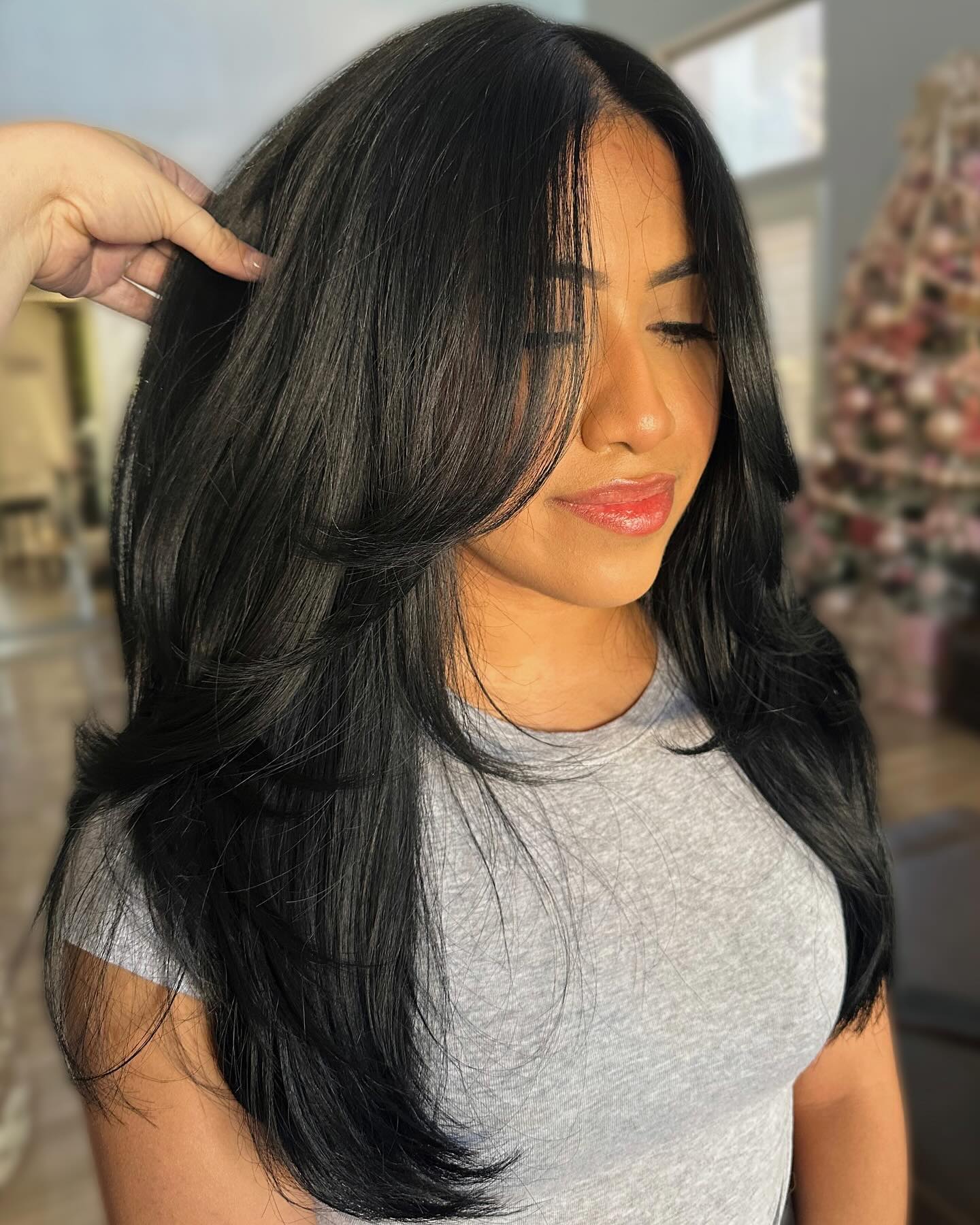 Jet Black Layered Haircut