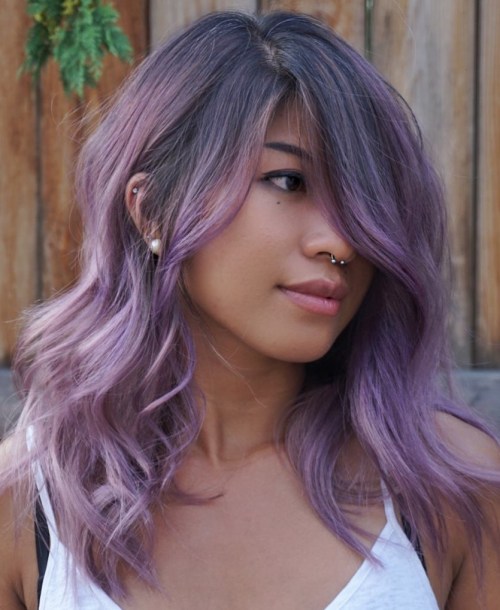 Lavender Hairstyle with Blended Natural Roots