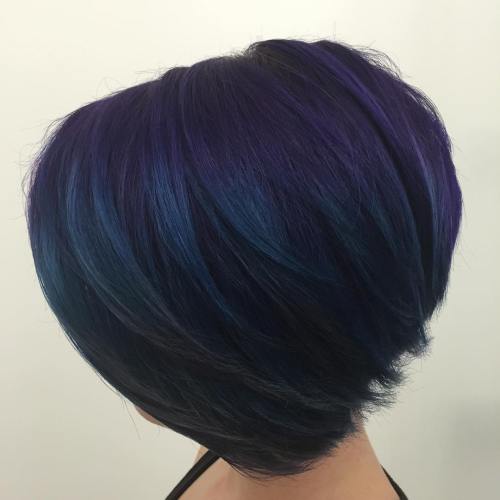 Layered Dark Purple Blue Bob