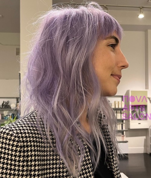 Lilac Hairstyle with Bangs