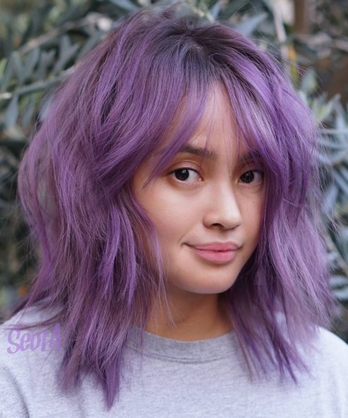 Messy Short Hair with Purplish Lavender Hue