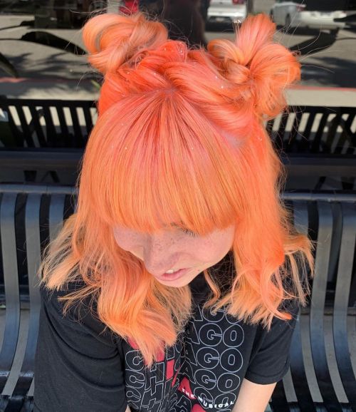 Neon Peach Space Buns