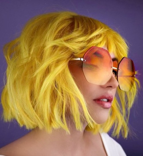 Neon Yellow Tousled Bob