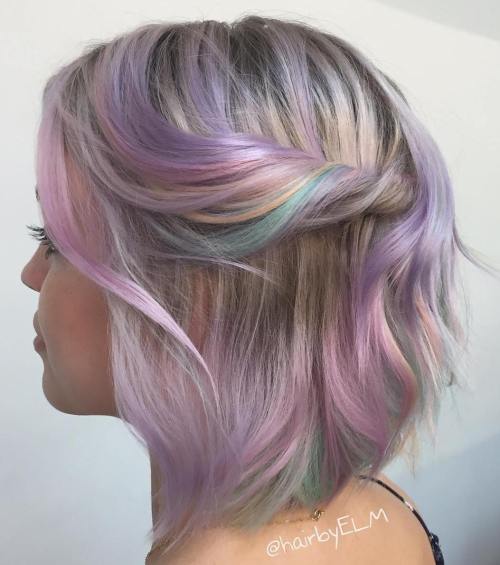 Pastel Balayage Bob For Thin Hair