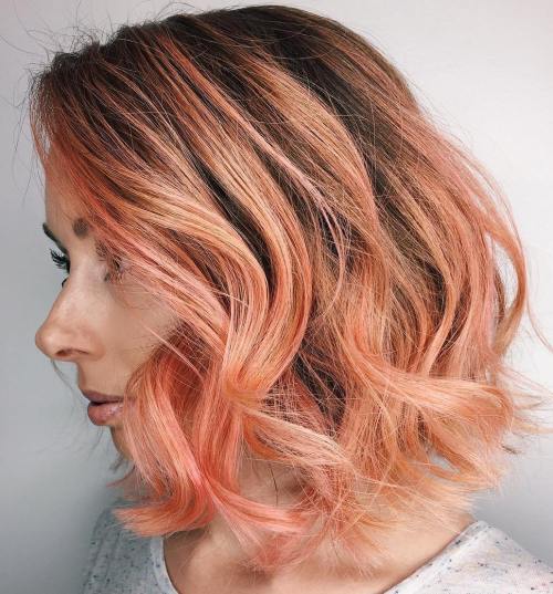 Pastel Copper Red Hair With Root Fade