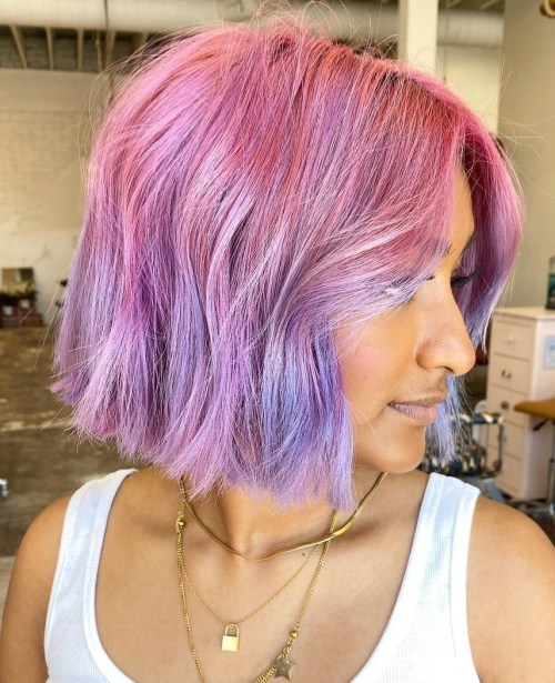 Pink Bob with Lavender Highlights