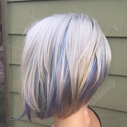 platinum bob with pastel highlights