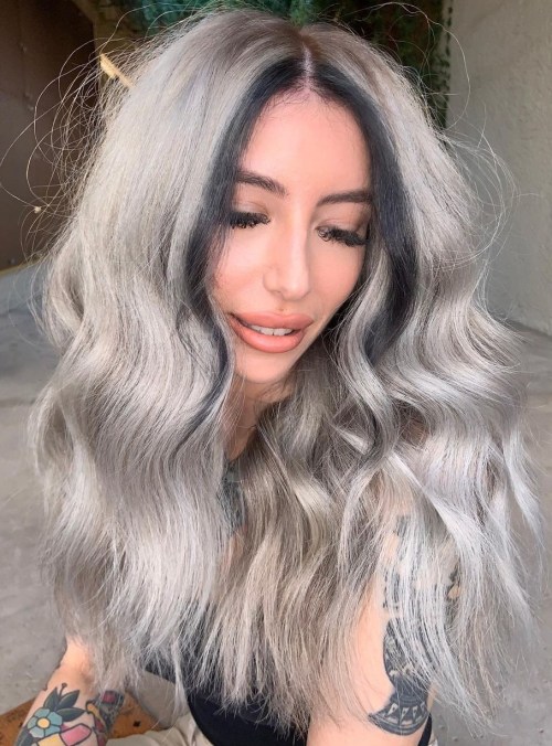 Platinum Silver Locks with Black E-Girl Streaks