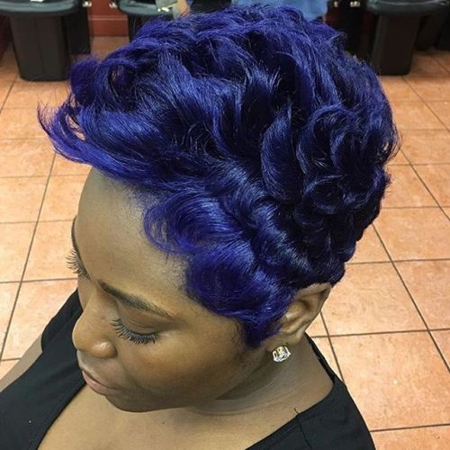 Purple Blue Pixie For Black Women