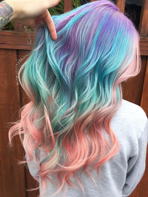 Purple Teal And Pink Balayage Hair