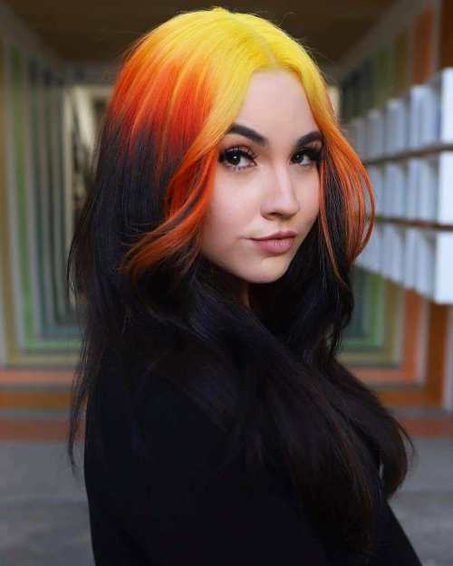 Reverse Ombre with Orange and Yellow Fade